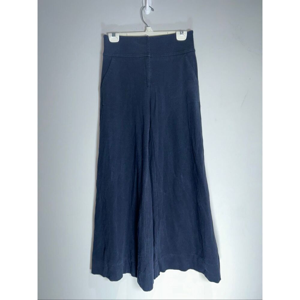 Diane Von Furstenburg navy blue wide leg cropped pants size 10